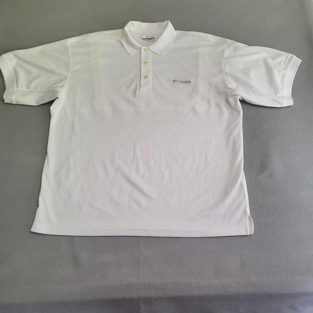 Columbia PFG White Short Sleeve Vented Polo Shirt Omni-Shield Men's Size L
